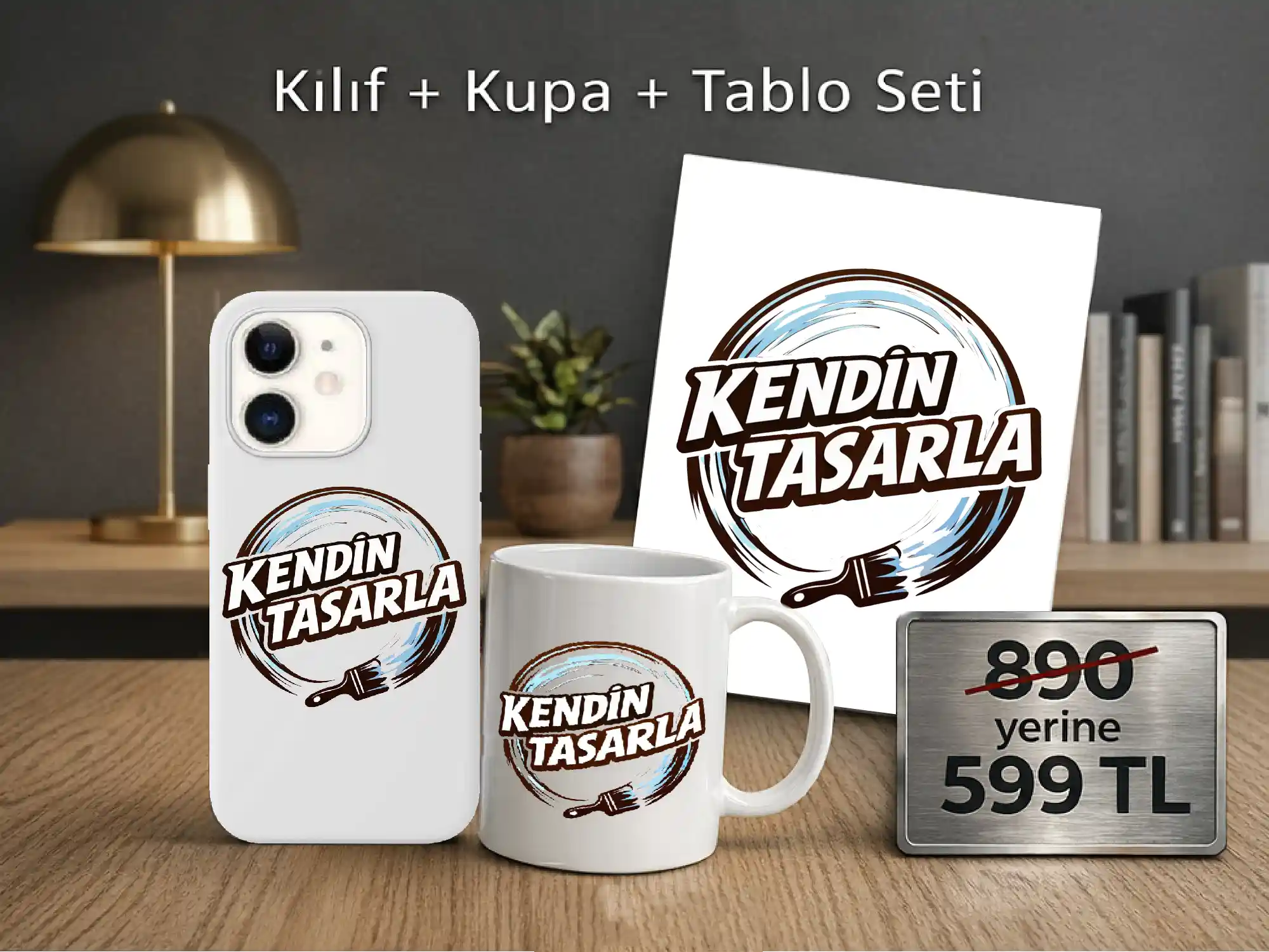 Kendin Tasarla — Kılıf + Kupa + Tablo Seti